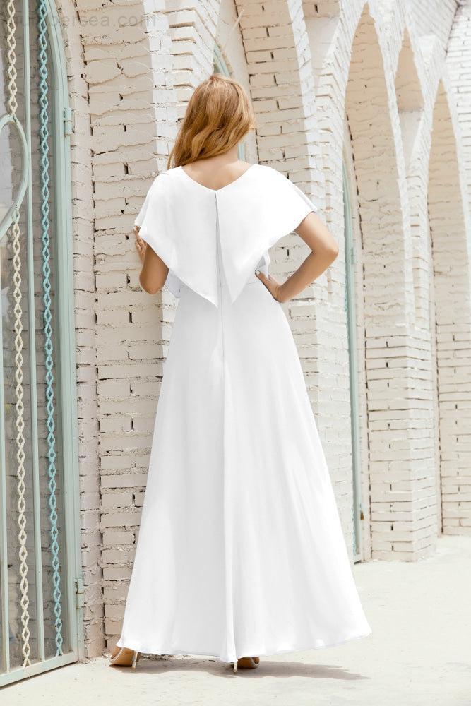 Robe de la Mère de la Mariée Grande Taille Col en V Longueur Solennelle Robe de Bal Formelle pour Invité de Mariage 28020