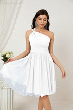 Numbersea Damen Chiffon Kurzes Ein-Schulter Brautjungfernkleid Festliche Kleider für Feier Heimkehr 2804