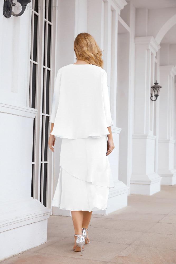 Robe de mariage de la mère de la mariée en deux pièces, ligne A, pour cérémonie et soirée formelle, modèle 28072
