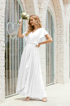Robe de la Mère de la Mariée Grande Taille Col en V Longueur Solennelle Robe de Bal Formelle pour Invité de Mariage 28020