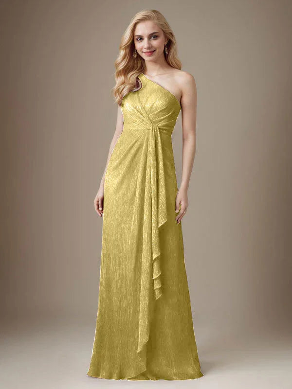 فستان روبي بكتف واحد من شبكة معدنية فستان والدة العروس