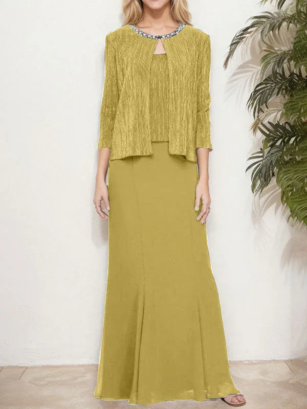 فستان مزيّف معدني من قطعتين مع سترة