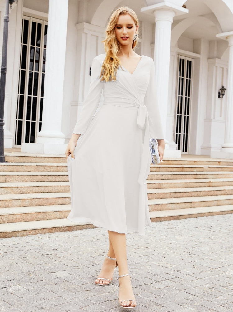 Bridesmaid Dress V-Back Waist Belt Mother of the Bride Wedding Guest SY28031