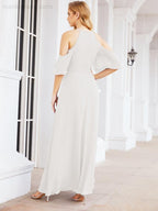 Robe de demoiselle d'honneur asymétrique, robe de soirée longue formelle ligne A 28074