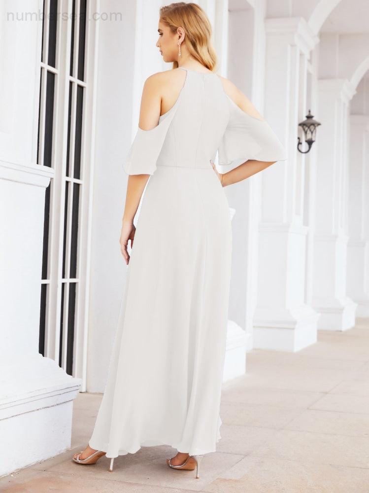 Robe de demoiselle d'honneur asymétrique, robe de soirée longue formelle ligne A 28074