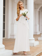 Robe de soirée formelle longue pour mère de la mariée avec cape à volants 28026