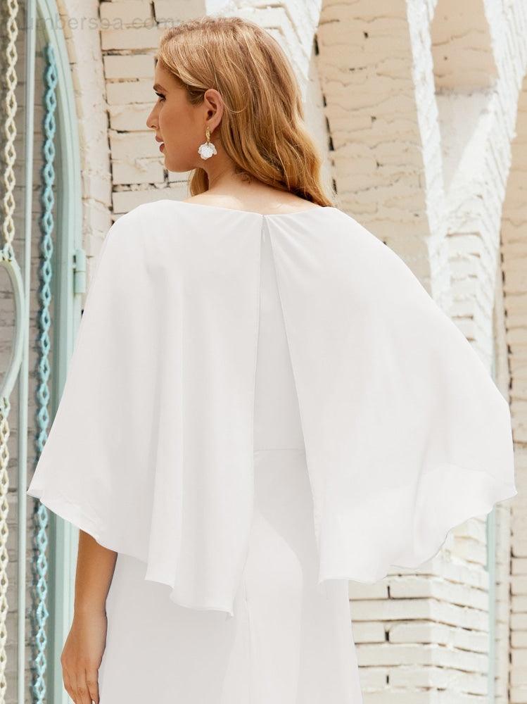 Abito da Damigella Donna Manica Lunga Scollatura a V Chiffon Abito da Cerimonia Matrimonio Festa 28018