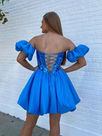 A Line Off the Shoulder Short Homecoming Dress