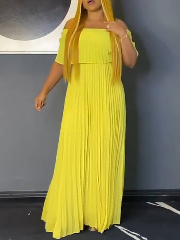 Wickel-, Plissee- und einfarbige, schulterfreie Abendkleider 