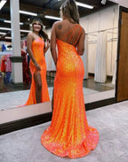 Adelina | Robe de bal sirène à paillettes et à bretelle unique avec glands