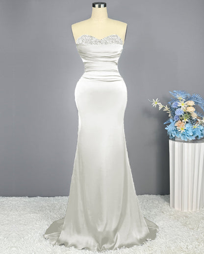 Sleeveless Mermaid Long Prom Gown with Sequined Sweetheart