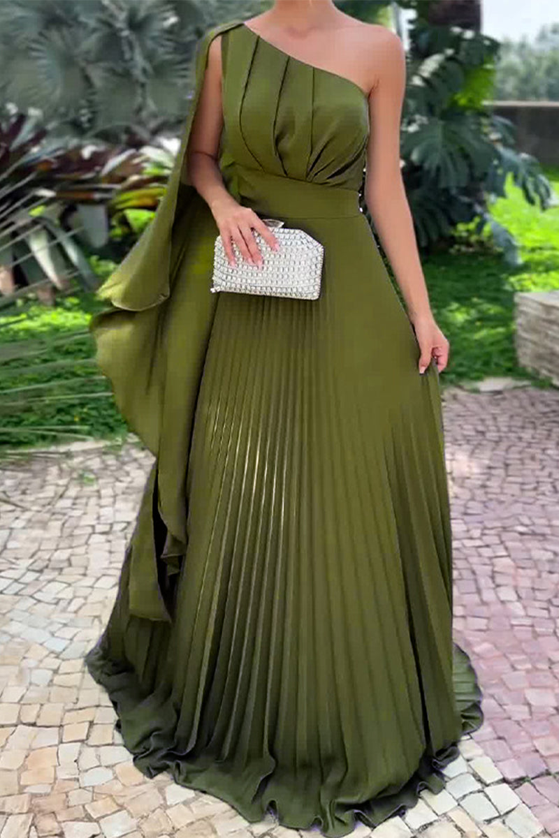 Elegante Abendkleider mit fester Falte, strähniger Selvedge und plissiertem schrägem Kragen 