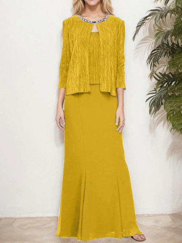 فستان مزيّف معدني من قطعتين مع سترة