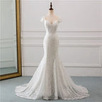Mermaid Lace Wedding Dress With Cap Sleeves And Sweetheart Neckline