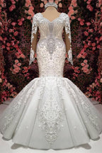 Elegant Sweetheart Mermaid Wedding Dress With Lace Appliques And Beading