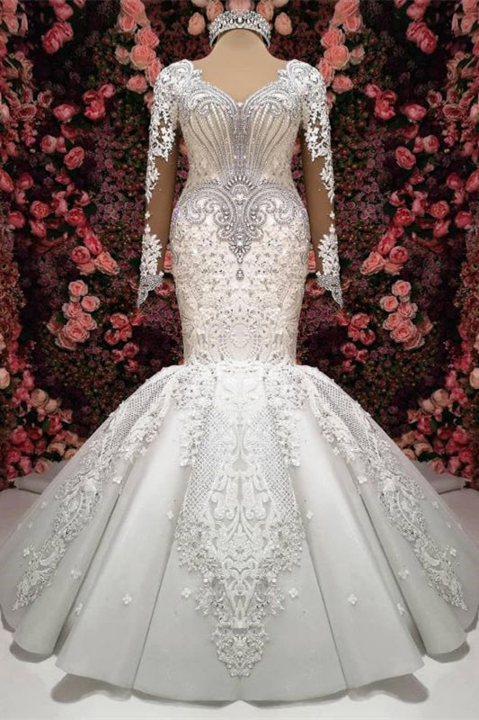 Elegant Sweetheart Mermaid Wedding Dress With Lace Appliques And Beading