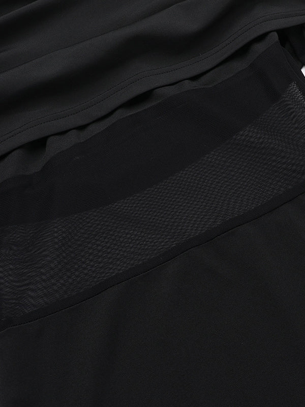 Lange Ärmel, schmal, plissiert, durchsichtig, einfarbig, mit Schlitz, schulterfrei, Abendkleider, Maxikleider 