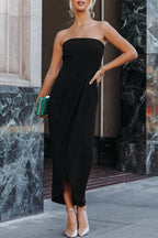 Sexy formelle, einfarbige, trägerlose Abendkleider mit Schlitz 