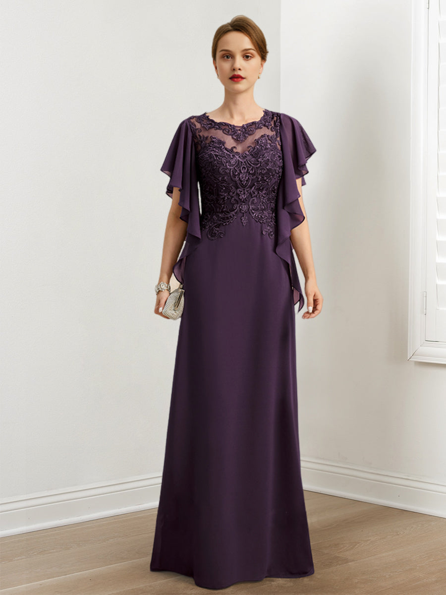 Robe de mariée pour la mère de la mariée, coupe A ou princesse, avec appliqués