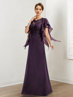 Robe de mariée pour la mère de la mariée, coupe A ou princesse, avec appliqués