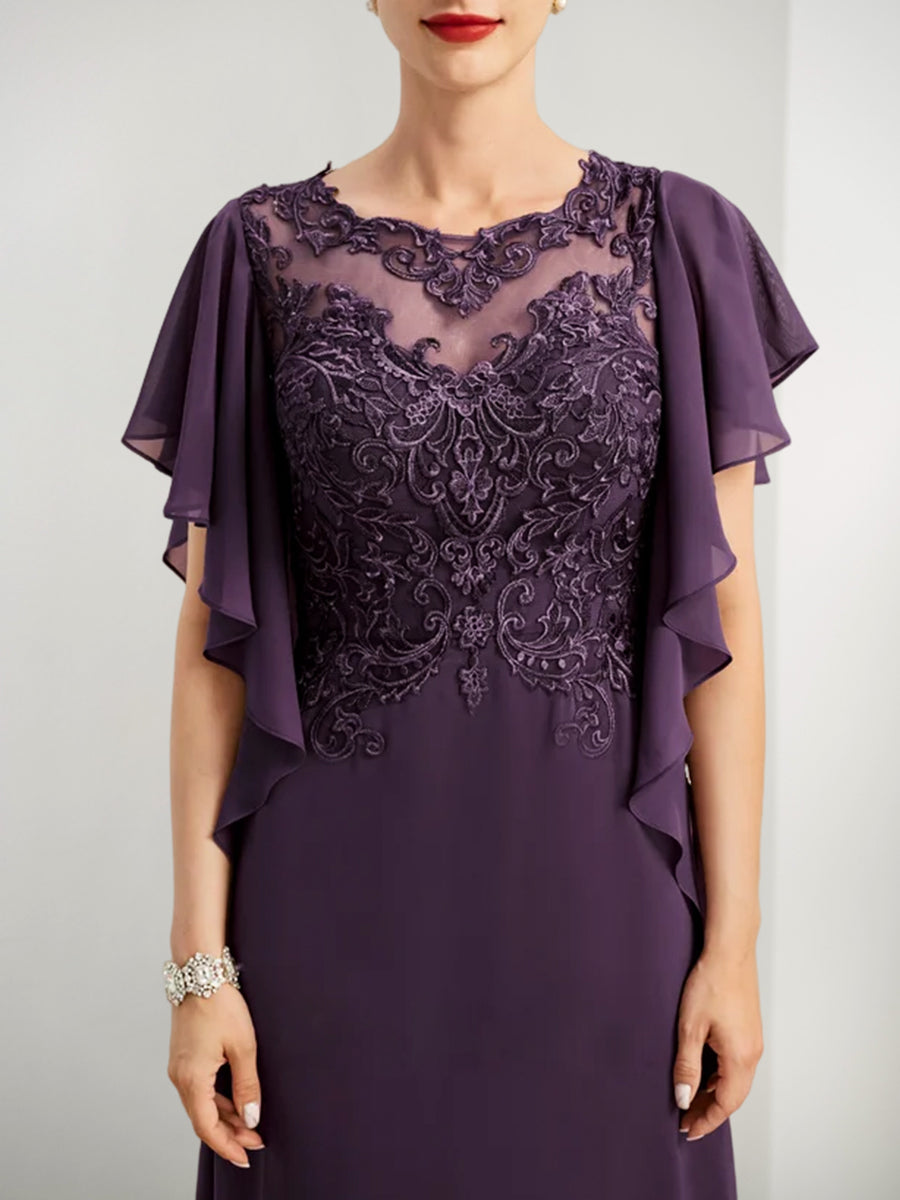 Robe de mariée pour la mère de la mariée, coupe A ou princesse, avec appliqués