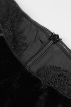 Robe de soirée longue vintage en velours, manches longues et col tombant, cintrée