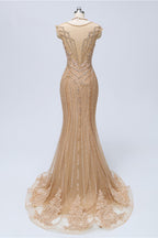 BMbridal Chic V Neck Sleeveless Mermaid Prom Dress With Beading And Appliques