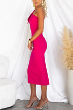 Vestido Midi de Alças Assimétricas com Pormenor de Laço da Barbie