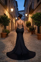 One Shoulder Long Sleeve Mermaid Prom Dress With Beading Custom Colors