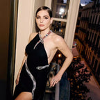 Halter Backless Irregular Rhinestone Long Prom Dress