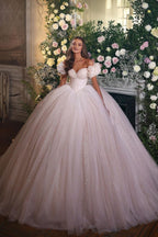 BMbridal Off The Shoulder Ball Gown Tulle Wedding Dress With Shining Sequins