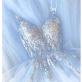 Abiti da sera azzurro cielo chiaro, abiti da sera con fiori fatti a mano, abiti da sera azzurro cielo chiaro Y4002