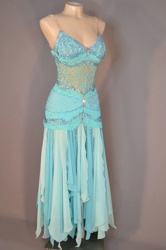 Abito da sera unico in chiffon con paillettes e perline, spalline sottili, abito da festa Y8464