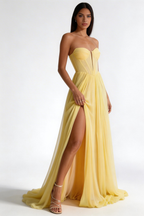 Beshinel Customized Strapless Side Split Chiffon Prom Gowns 2025 Exquisite Corset Evening Party Dresses Floor Length Vestidos