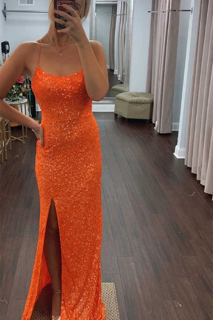 Langes Ballkleid im Meerjungfrauen-Stil mit Pailletten und Schlitz