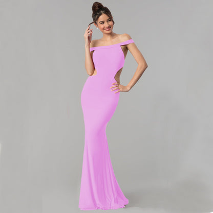 Vestido de noche largo con hombros descubiertos para mujer: elegante vestido formal 