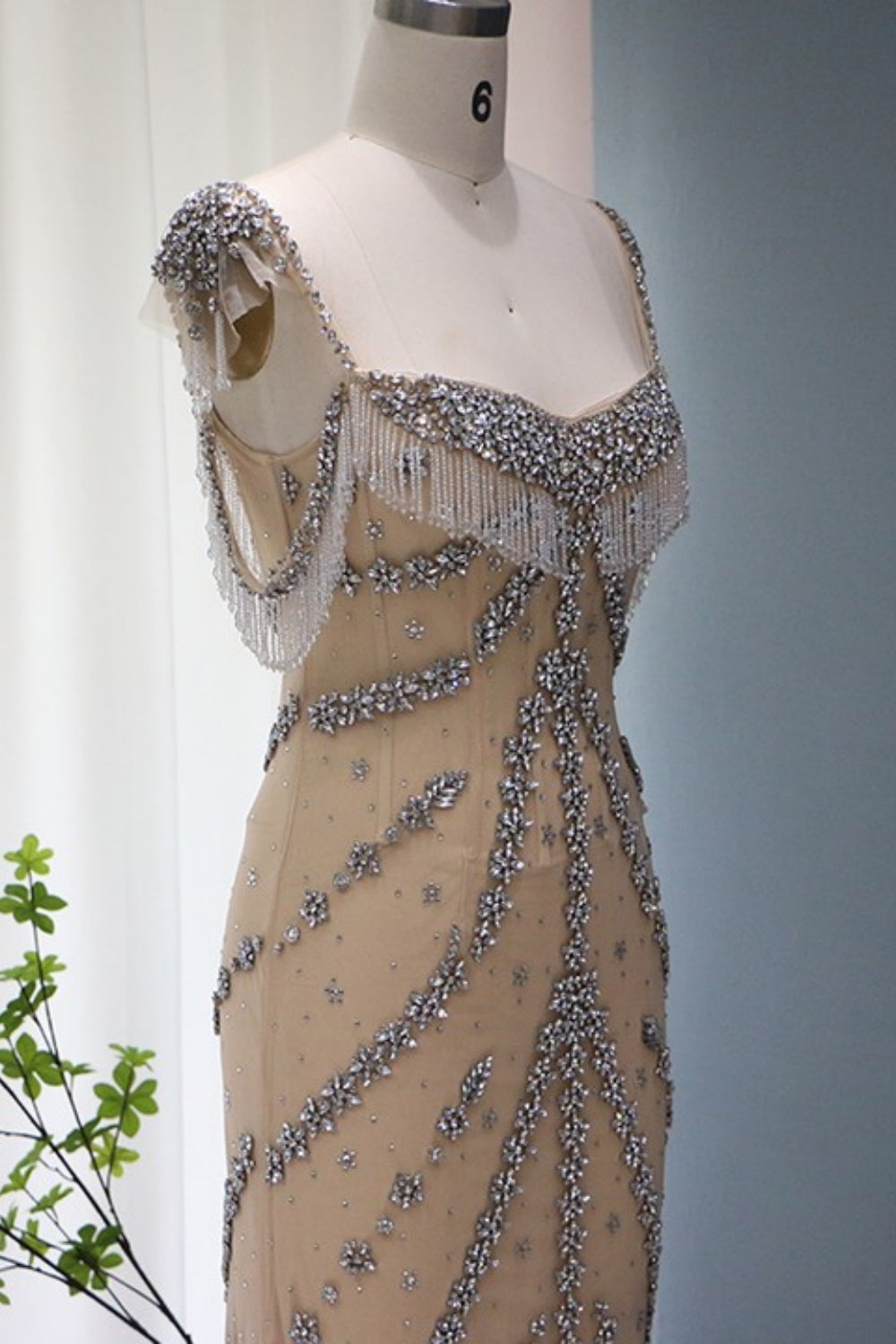 Bmbridal Floor Length Sleeveless Beaded Mermaid Prom Dress Sweetheart Neckline