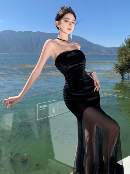 Black Strapless Evening Dress – Elegant Formal & Beach Party Look