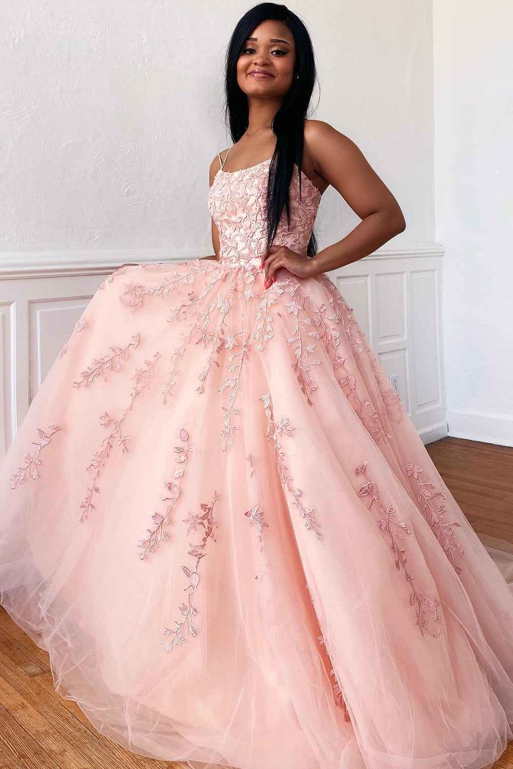 Princess Yellow Spaghetti Straps Prom Dress For Weddings And Evening Parties