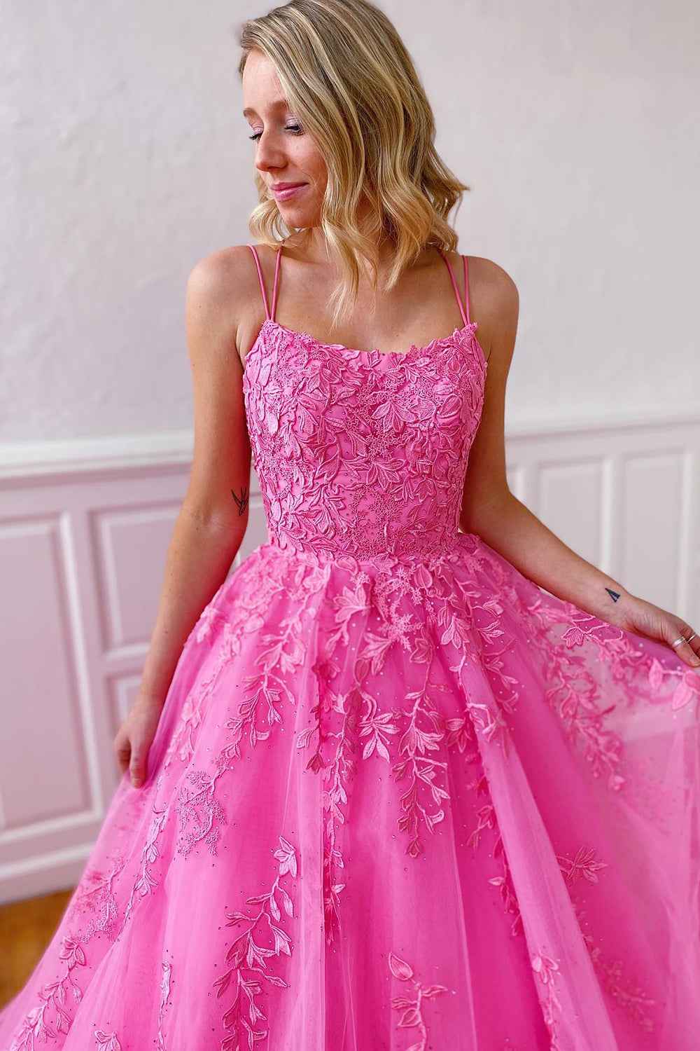 Princess Yellow Spaghetti Straps Prom Dress For Weddings And Evening Parties