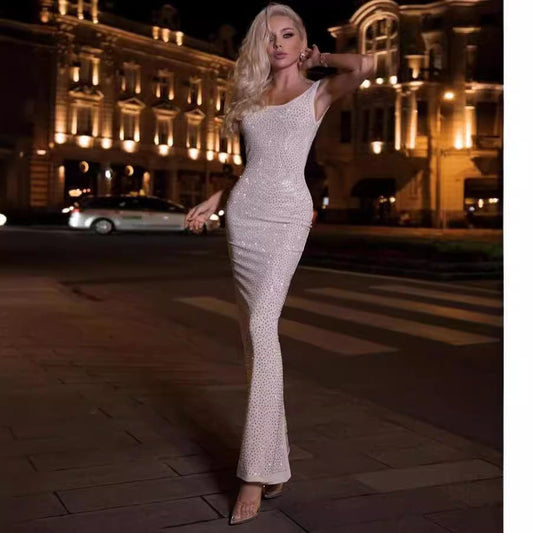 Trendy Stretchy Long Dress Backless Party Prom Dress
