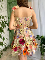 A Line Floral Short Homecoming Dress With 3D Flowers