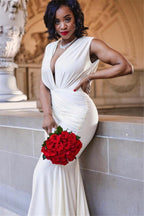 Bmbridal Elegant V Neck Sleeveless Mermaid Evening Dress