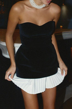 Robes de soirée sans bretelles sexy, unies, en patchwork ruché