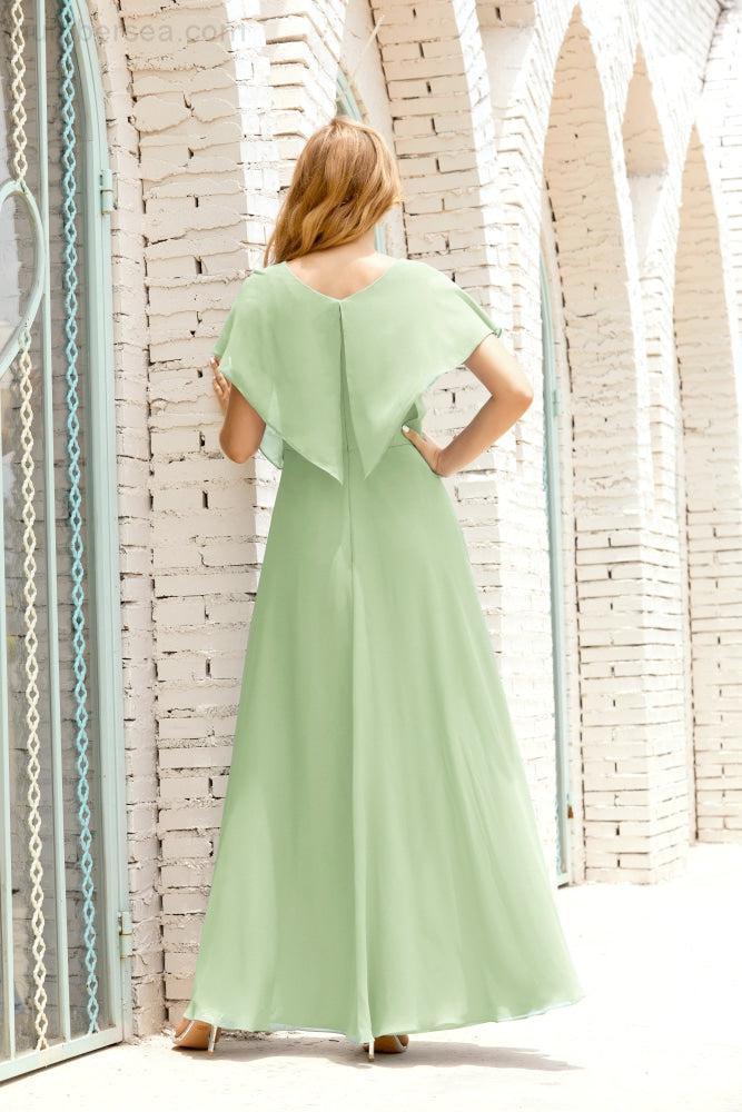Robe de la Mère de la Mariée Grande Taille Col en V Longueur Solennelle Robe de Bal Formelle pour Invité de Mariage 28020