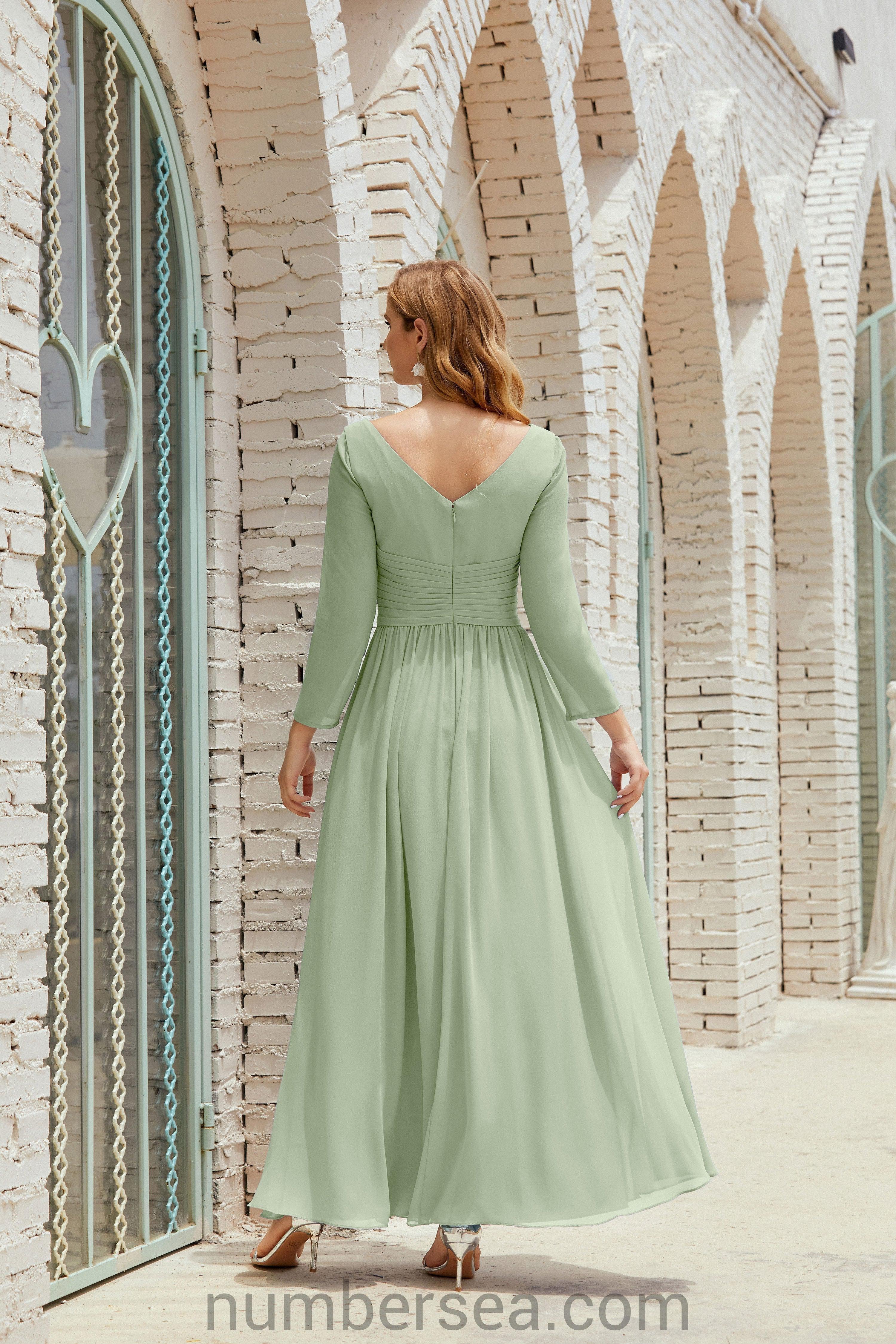 Abito da damigella Numbersea in chiffon, abito formale per festa, abito da sera 28016