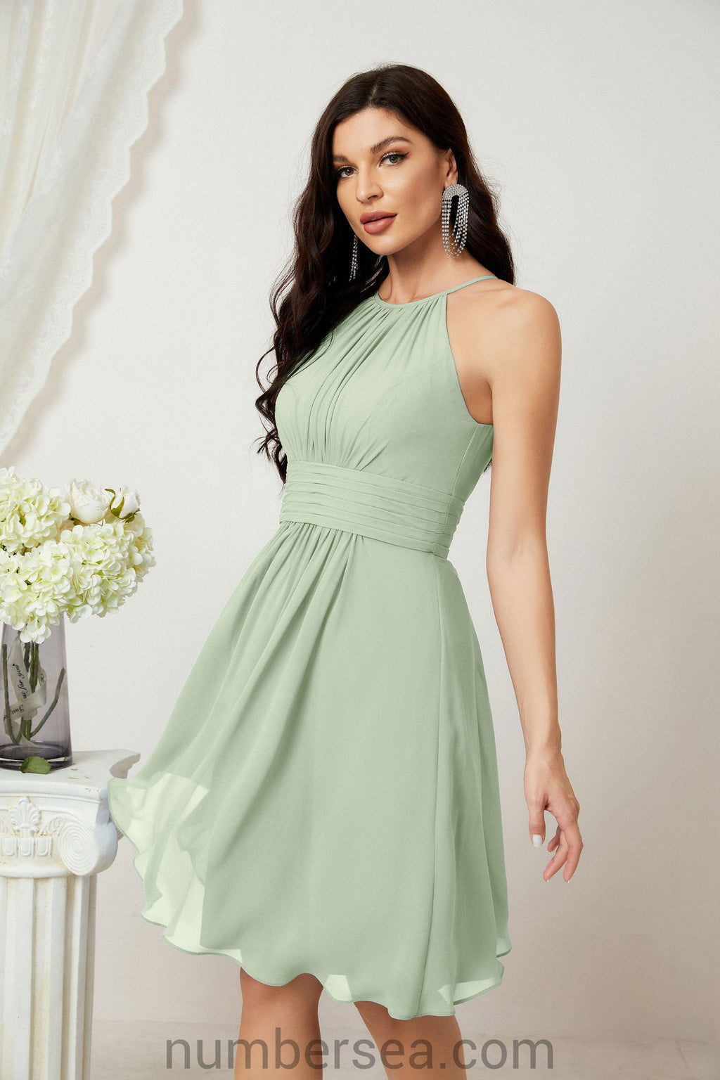 Robe de soirée formelle pour bal de fin d'études ou cocktail Halter 28011