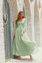 Abito da damigella Numbersea in chiffon, abito formale per festa, abito da sera 28016