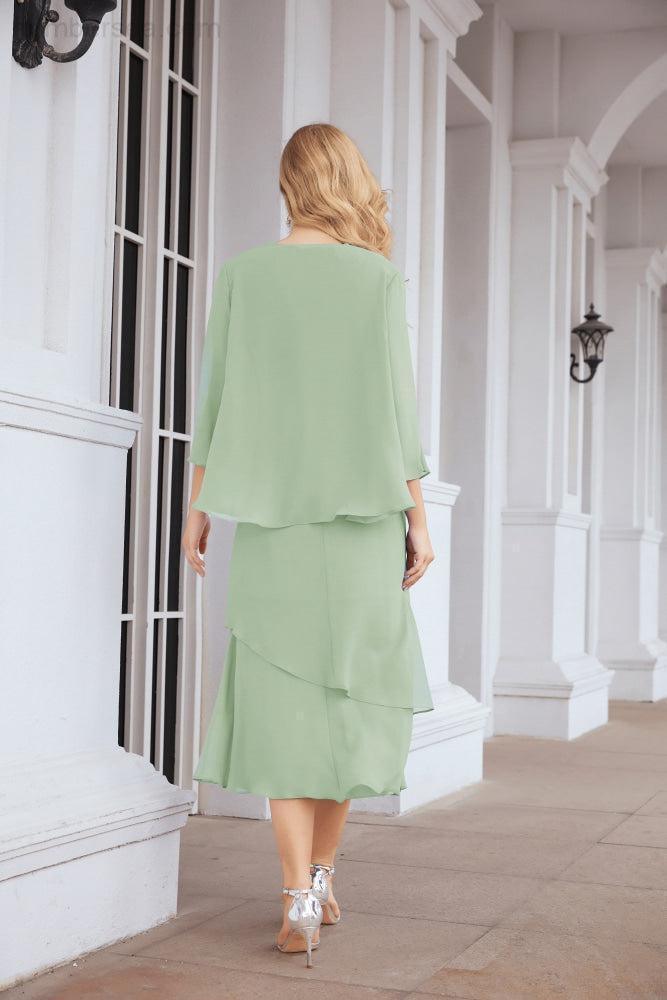 Robe de mariage de la mère de la mariée en deux pièces, ligne A, pour cérémonie et soirée formelle, modèle 28072