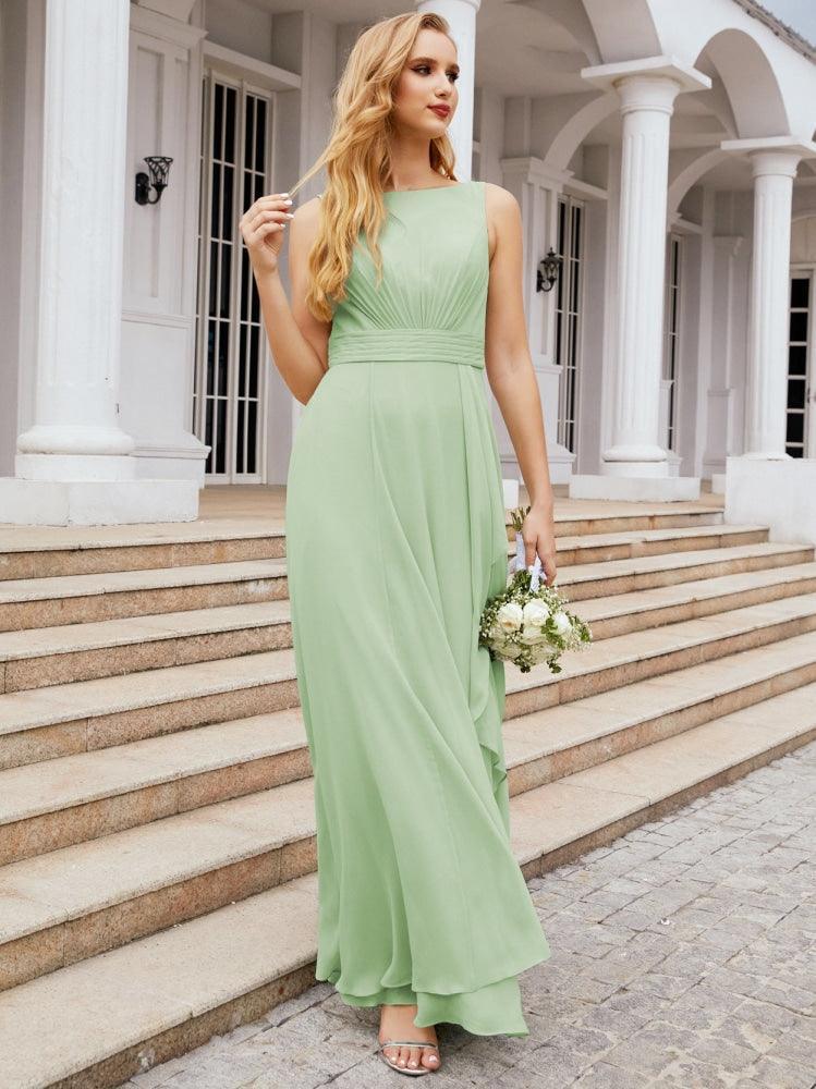 Abiti da damigella Numbersea per matrimonio con volant, lunghi, formali, da ballo 28039